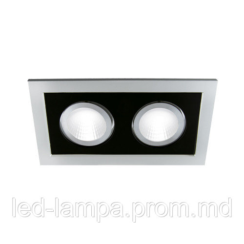 Потолочный светильник/корпус, Strühm Poland, встроенный, прямоугольный, серебряный/чёрный, 1хGU10, BORYS L - фото 1 - id-p10110894