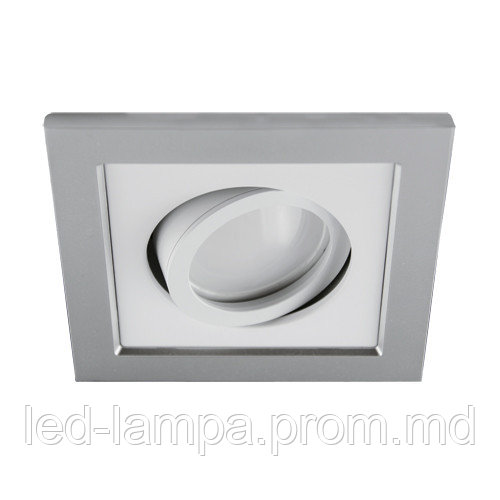 Потолочный светильник/корпус, Strühm Poland, встроенный, квадратный, серебряный/белый, 1хGU10, BORYS C - фото 1 - id-p10110906
