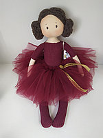 Игровая кукла ручной работы "Балерина в бардовом платье"