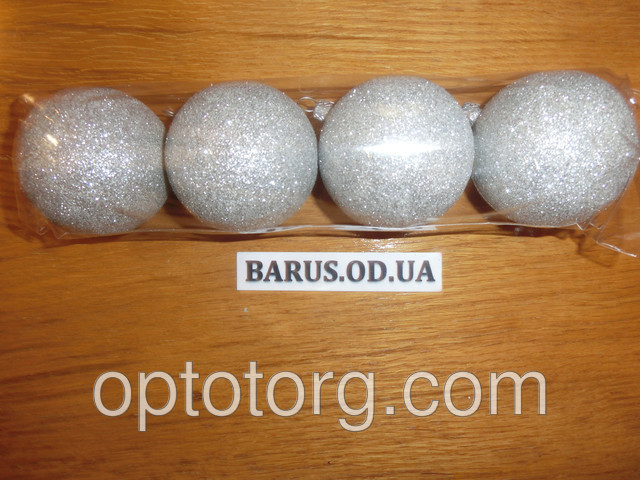Новогодняя игрушка шар d-6 см серебро блеск - фото 1 - id-p10117398