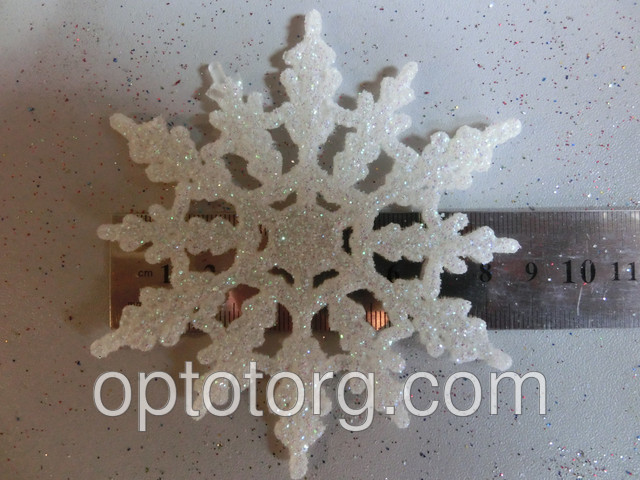 Новогодняя снежинка микс с блестками диаметр 15 см - фото 1 - id-p10117493