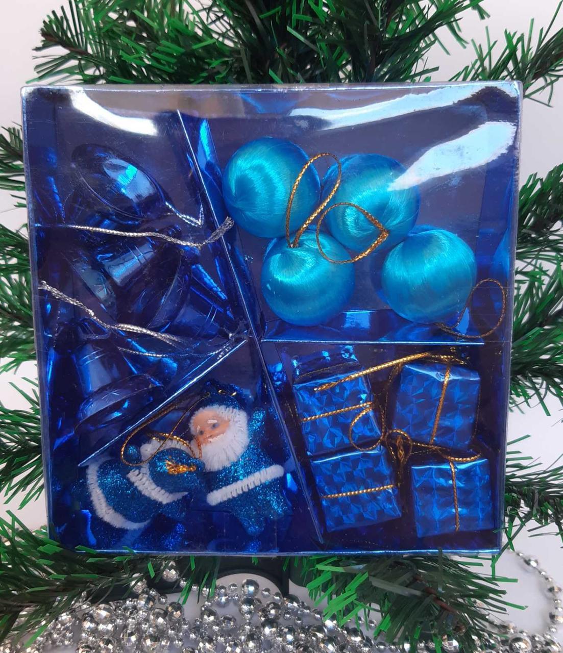 Новогодние игрушки на елку Набор Рождественский 4в1 синий - фото 1 - id-p10117672
