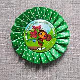 Значок с розеткой Горошек зелёная, фото 2