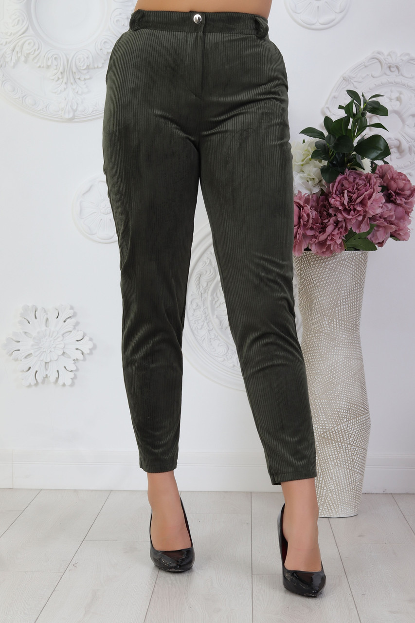 Стильные женские классические вельветовые брюки, батал большие размеры - фото 1 - id-p10110273