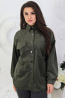 Женская стильная велюровая вельветовая рубашка на кнопках, норма и батал большие размеры