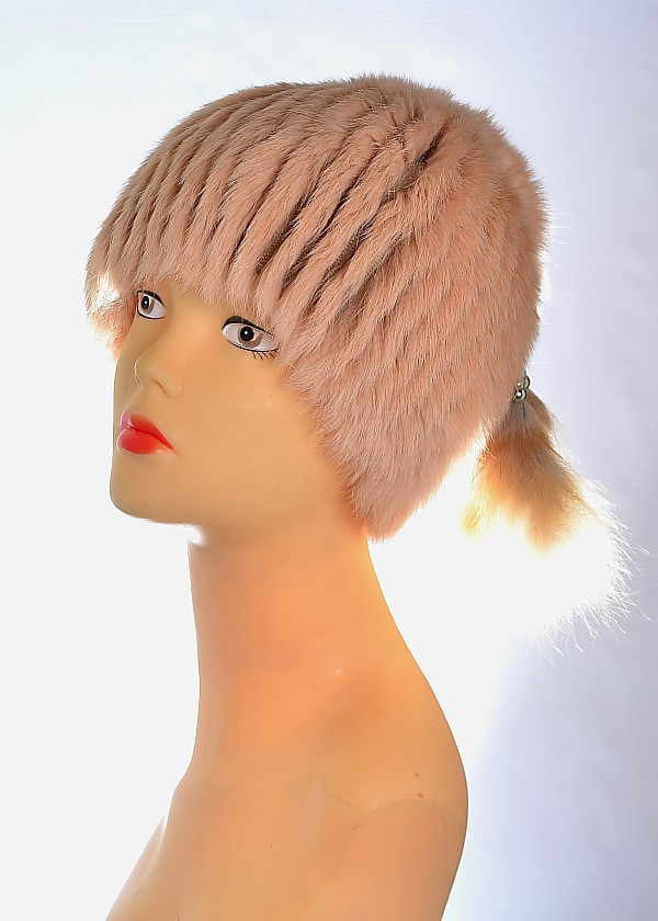 Женская шапка из меха кролика на трикотаже. - фото 1 - id-p10123637