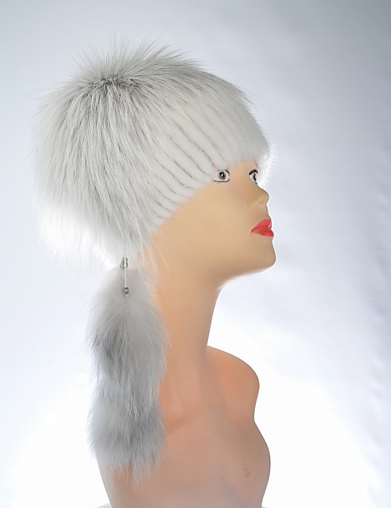 Шапка женская парик, норка и чернобурка артик - фото 1 - id-p10124305