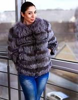 Короткий полушубок из меха чернобурки