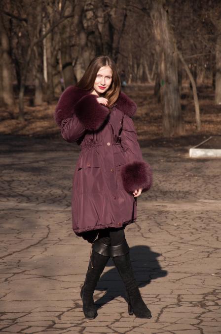 Парка с мехом финского песца модного цвета"МАРСАЛА" - фото 1 - id-p10126401