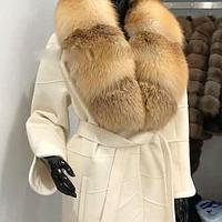 Великолепное пальто с воротником из меха лисы