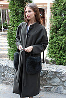 Пальто кашемировое с песцовыми карманами в наличии 46 размер