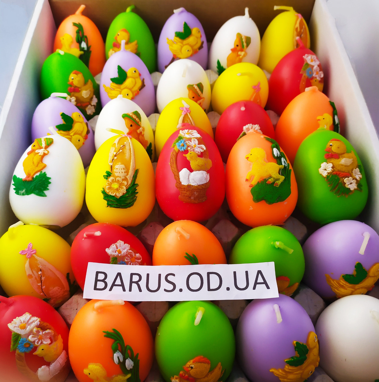 Свечи декоративные Пасхальные яйца цветные 6,5*4,5 см - фото 1 - id-p10128094