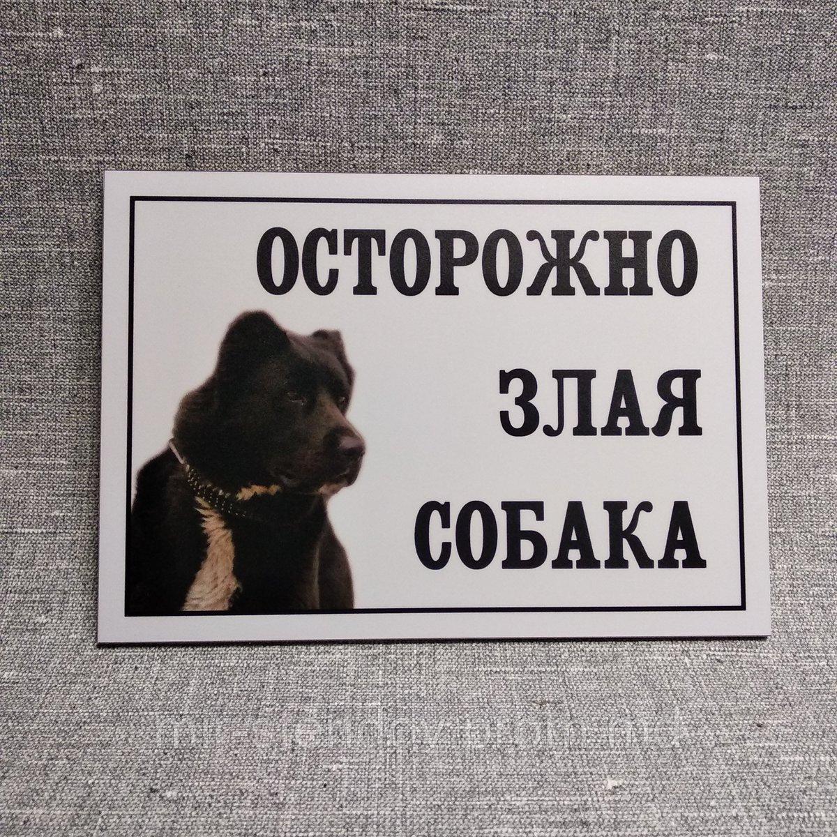 Табличка Осторожно, злая собака. Алабай. - фото 1 - id-p10107357