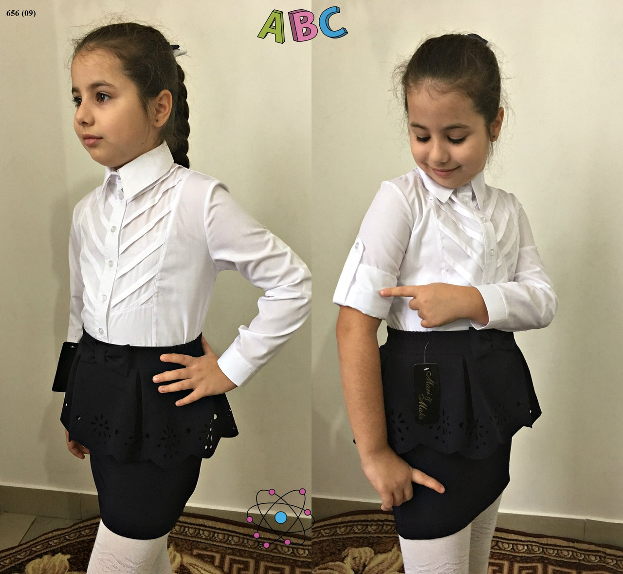 Блузка с длинным рукавом в школу на девочку 656 (09) - фото 1 - id-p10132583