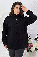 Женская стильная велюровая вельветовая рубашка на кнопках, норма и батал большие размеры