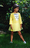 Детское платье нарядное Фрозен желтое (93)