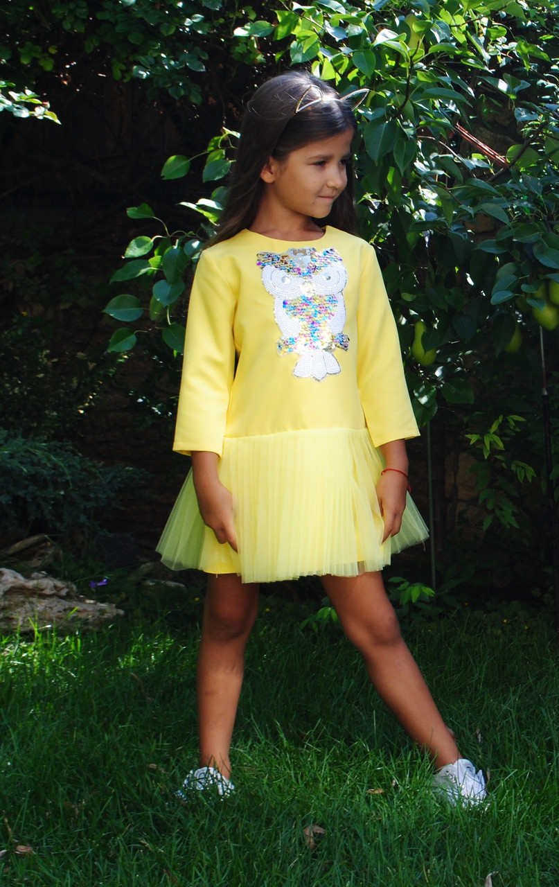 Детское платье нарядное Фрозен желтое (93) - фото 1 - id-p10132680