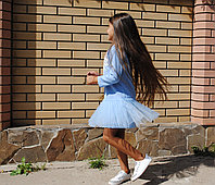 Детское платье нарядное Фрозен голубое (93)