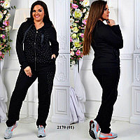 Женский спортивный костюм на молнии со стразами 2170 (01)