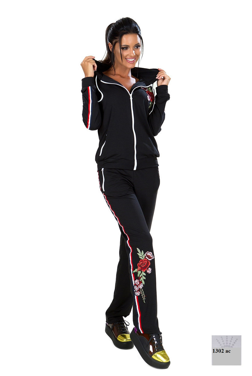 Женский спортивный костюм с вышивкой 1302 ас - фото 1 - id-p10133580