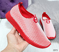 Красные летние текстильные кроссовки в сеточку 41 р-р