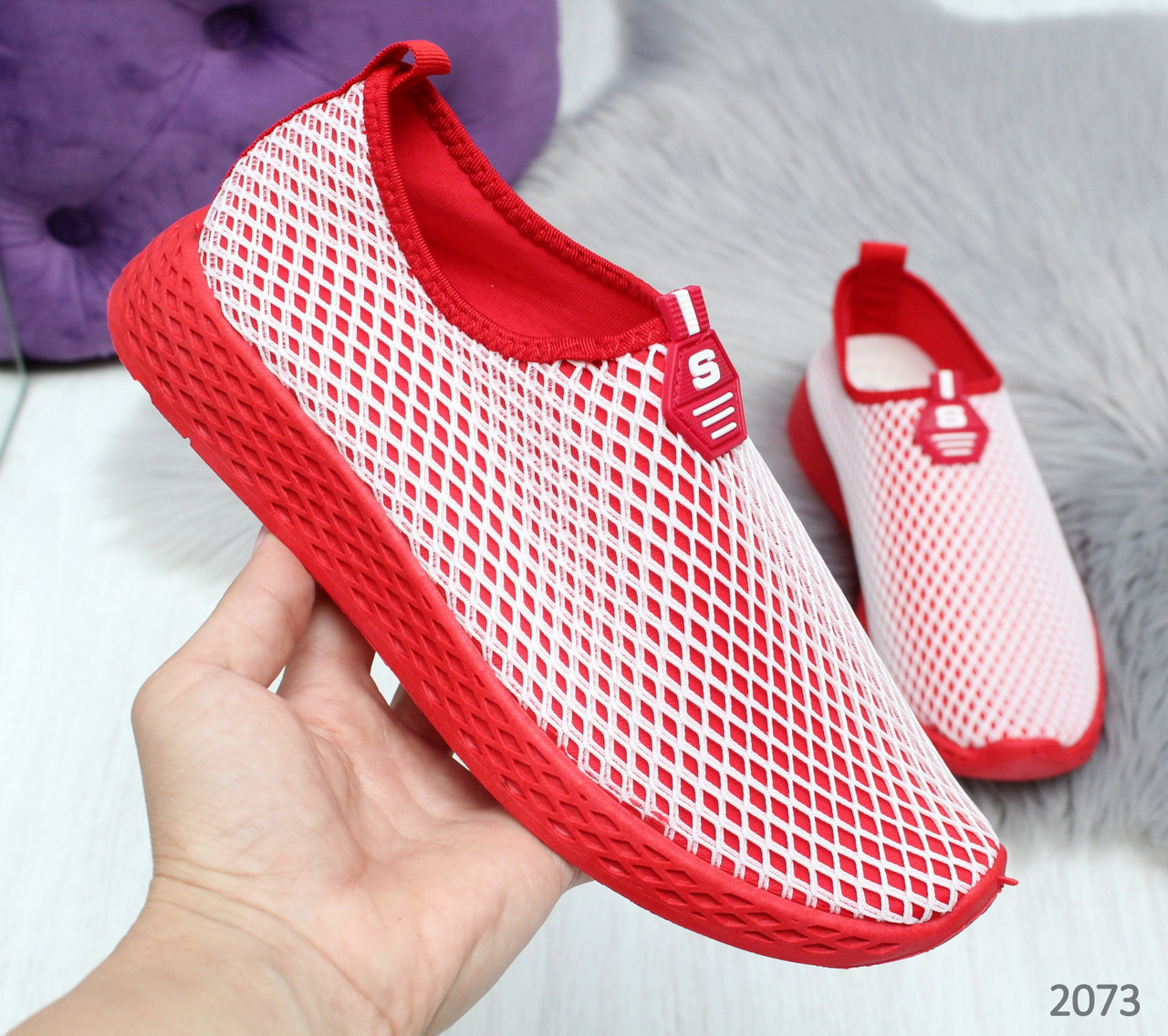 Красные летние текстильные кроссовки в сеточку 41 р-р - фото 1 - id-p10133963