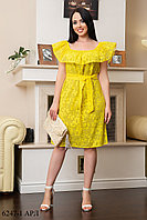 Летнее желтое платье с рюшами 6247-1 АРЛ