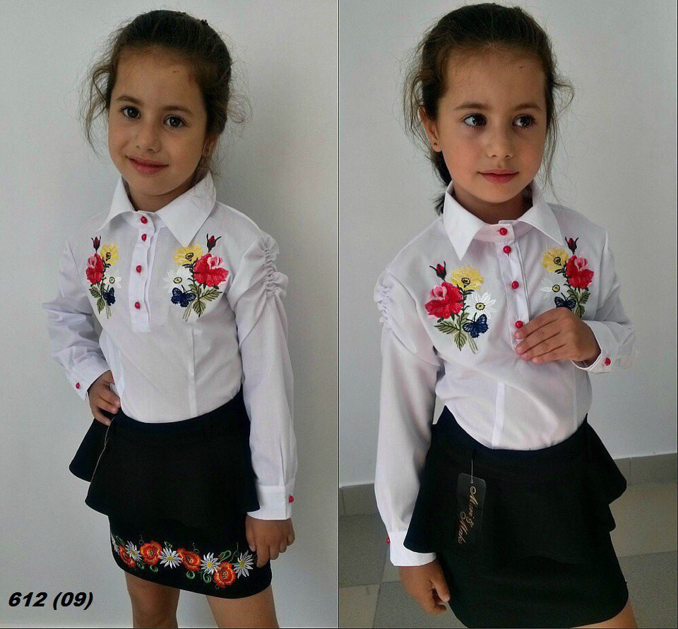 Блузка школьная вышиванка Детская 612 (09) - фото 1 - id-p10134686
