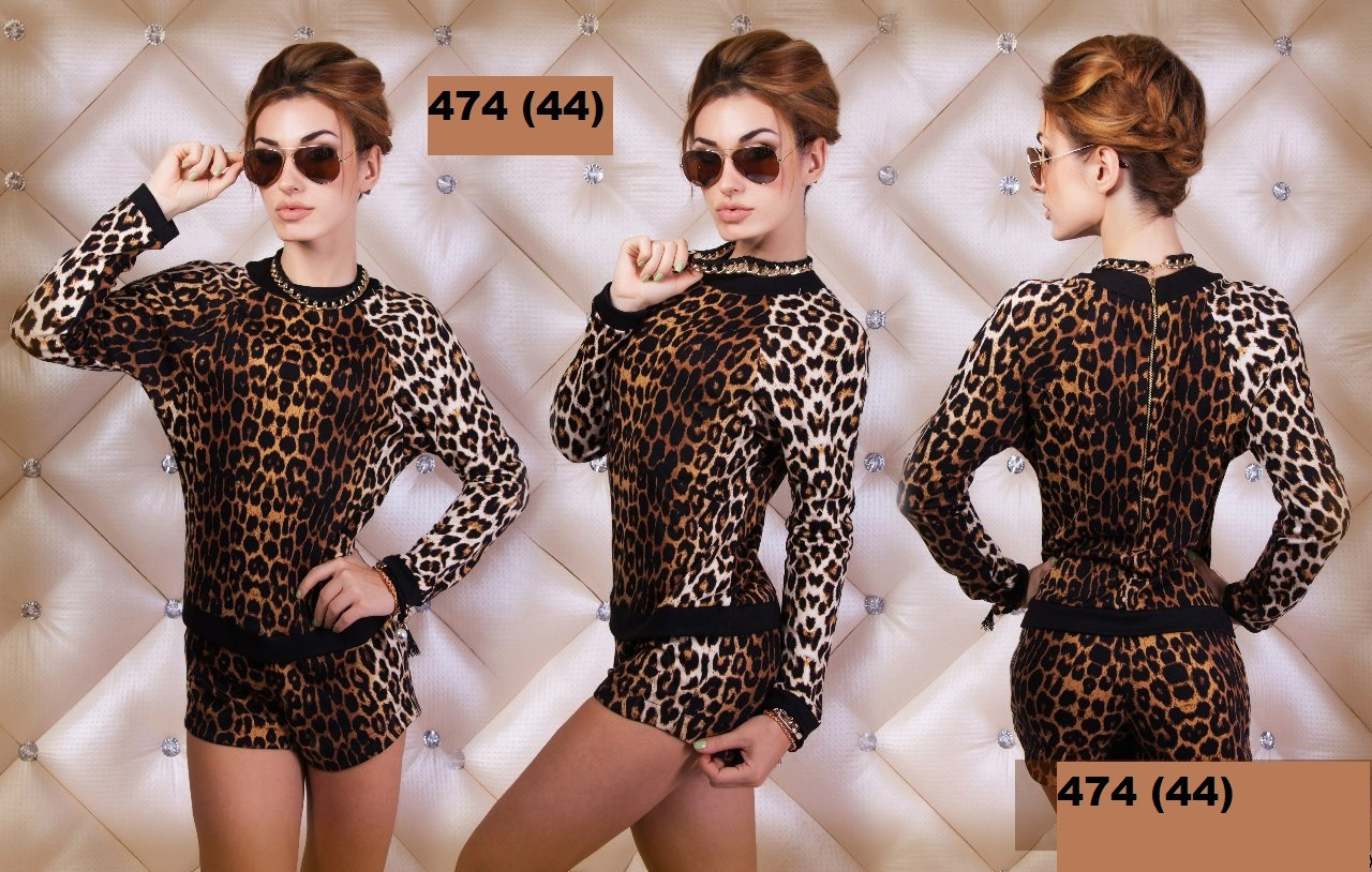Комбинезон женский с шортами леопард 474 (44) - фото 1 - id-p10135526