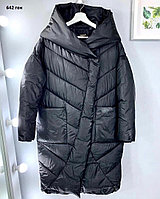 Пальто женское теплое с капюшоном 642 ген