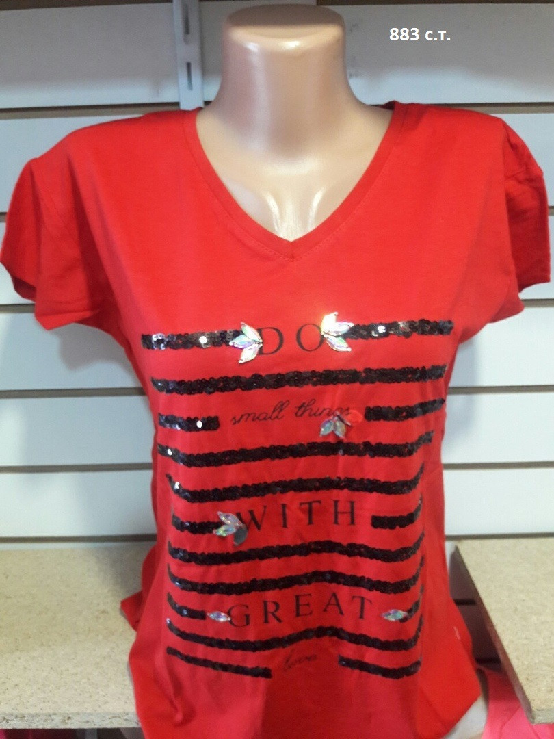 Женская футболка с пайеткой 883 с.т. - фото 1 - id-p10136512