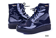 Женские ботинки лаковые синие 880