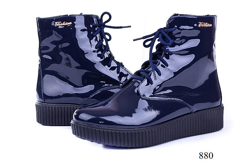 Женские ботинки лаковые синие 880 - фото 1 - id-p10136712