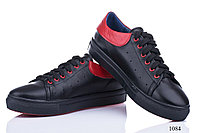 Женские кроссовки кожаные черные с красным 1084 V.Arimany