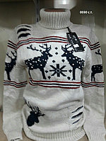 Вязаный женский свитер с оленями 0030 с.т.