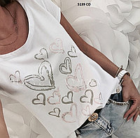 Женская футболка с сердцами 5139 СО