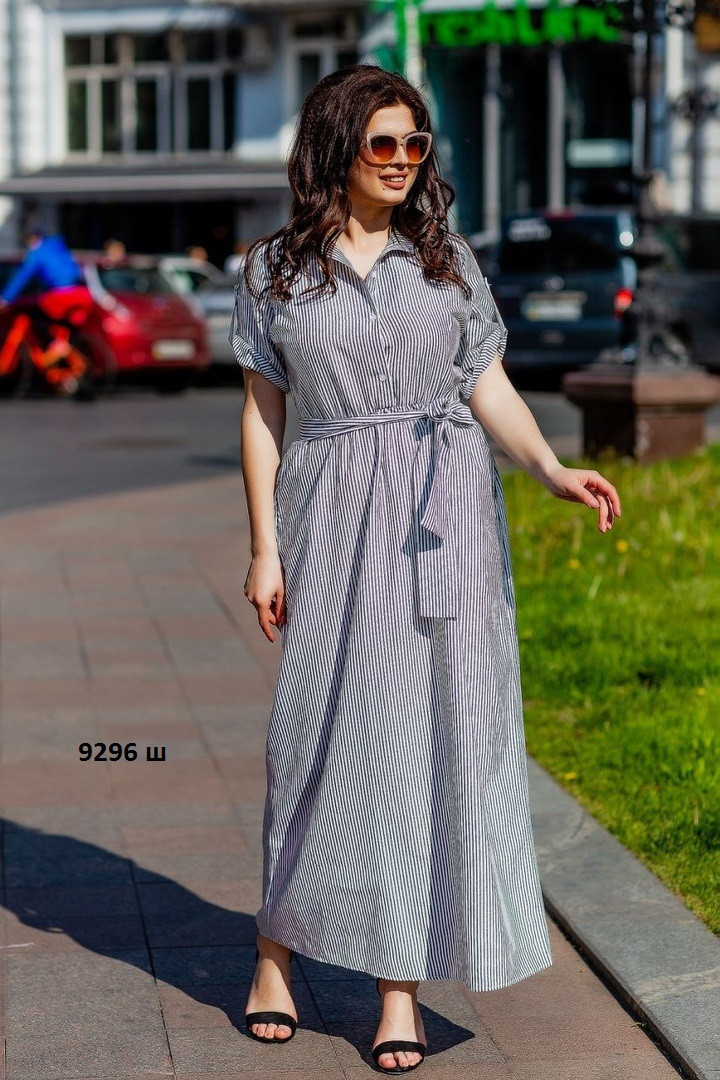 Женское платье в полоску батал 9296 ш - фото 1 - id-p10139021