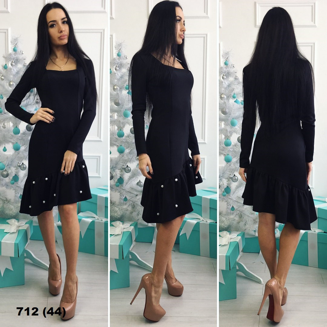 Женское стильное платье каскад с длинным рукавом 712 (44) - фото 1 - id-p10139062