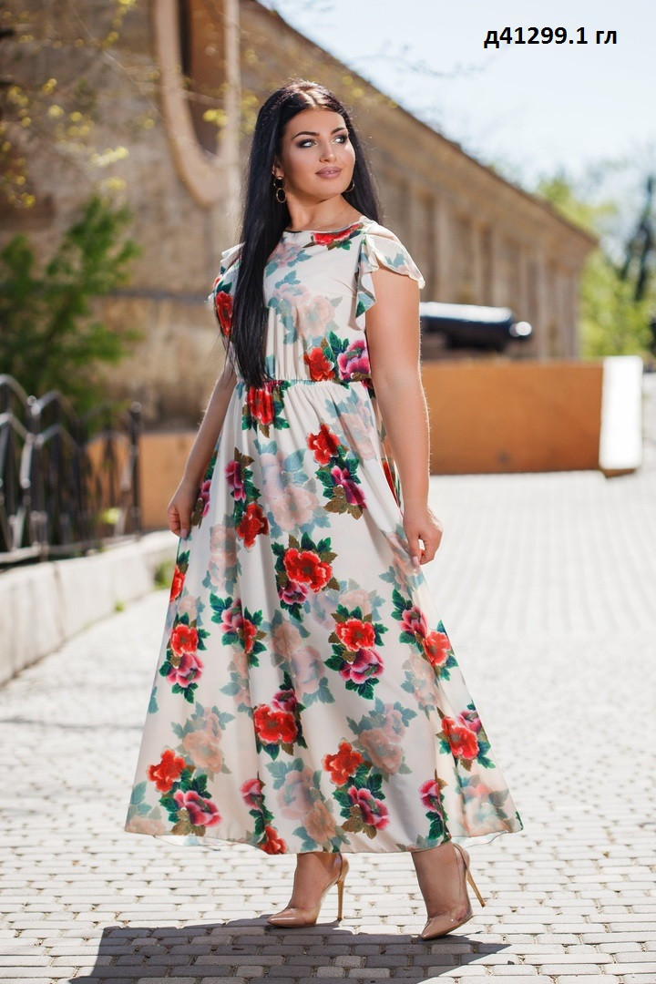 Летнее женское платье с цветами д41299.1 гл - фото 1 - id-p10139186