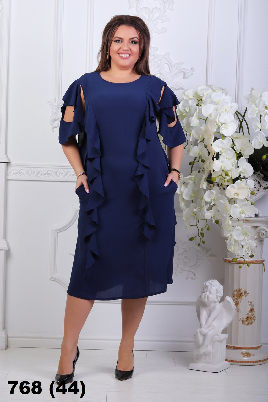 Женское платье нарядное с воланами (размеры 48-54) 768 (44) - фото 1 - id-p10139302