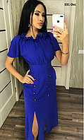Платье женское с разрезом 331 Окс только персик и голубой