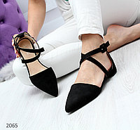 Женские черные замшевые туфли на низком каблуке