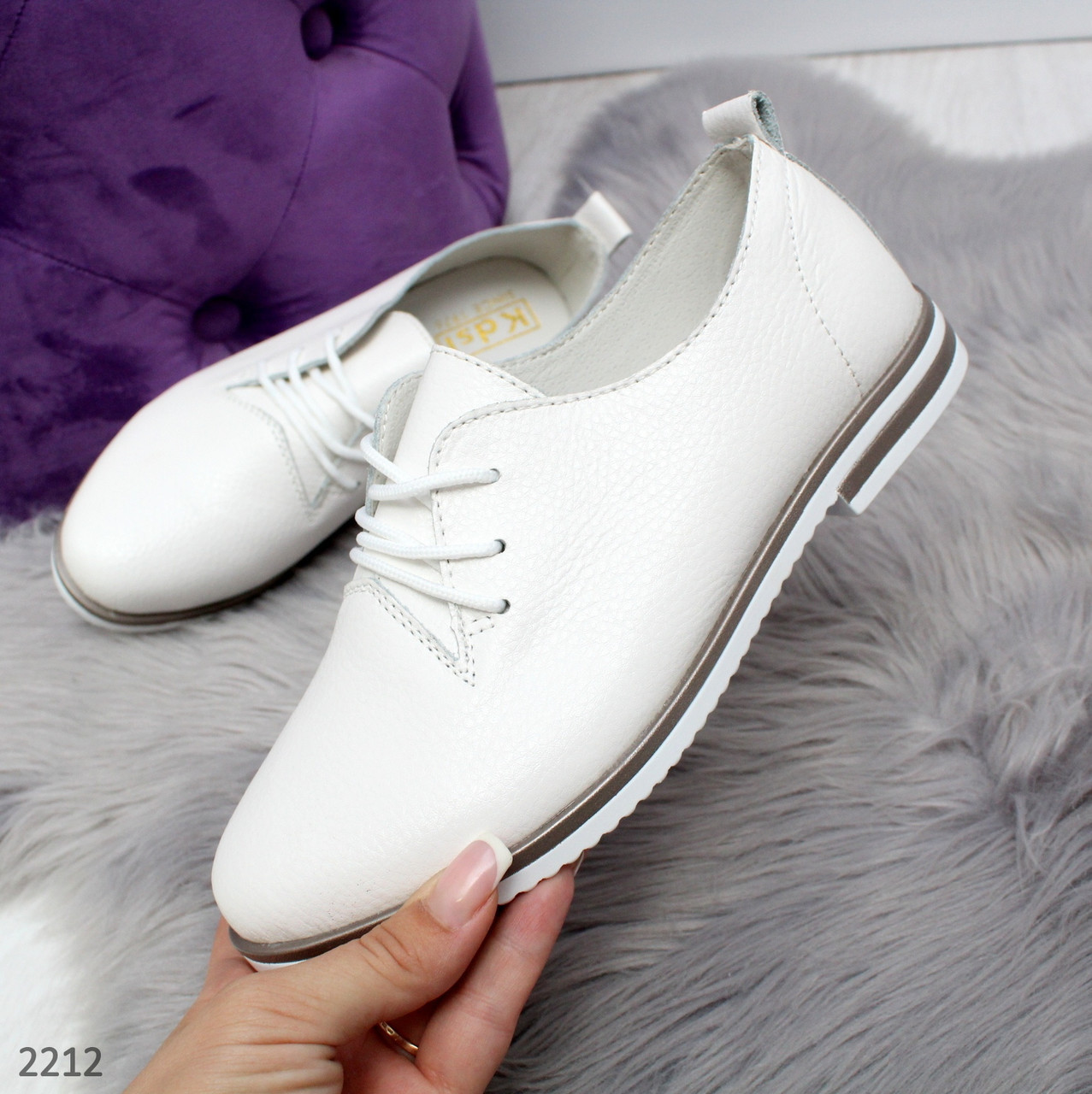 Удобные белые женские туфли из натуральной кожи - фото 1 - id-p10141928