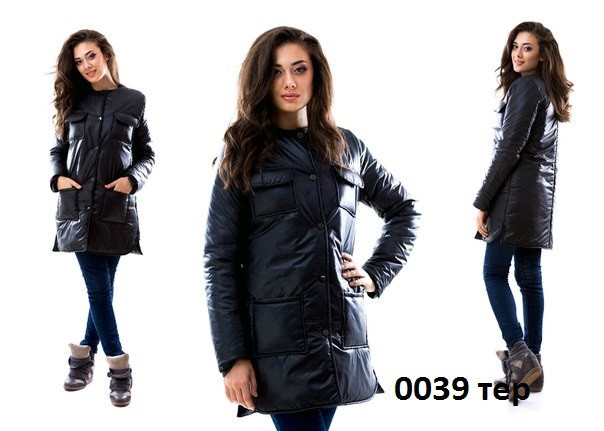 Куртка женская удлиненная осенняя 0039 Нал (только М (44) черный) - фото 1 - id-p10137507
