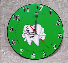 Часы настенные для стоматологии. Уникальные стрелки. Зеленые