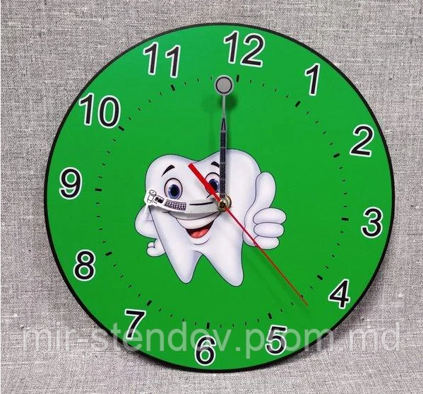 Часы настенные для стоматологии. Уникальные стрелки. Зеленые - фото 1 - id-p10142492
