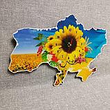 Часы настенные Карта Украины Большой подсолнух 570х390 мм, фото 2