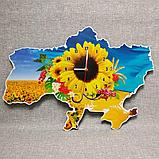 Часы настенные Карта Украины Большой подсолнух 570х390 мм, фото 3