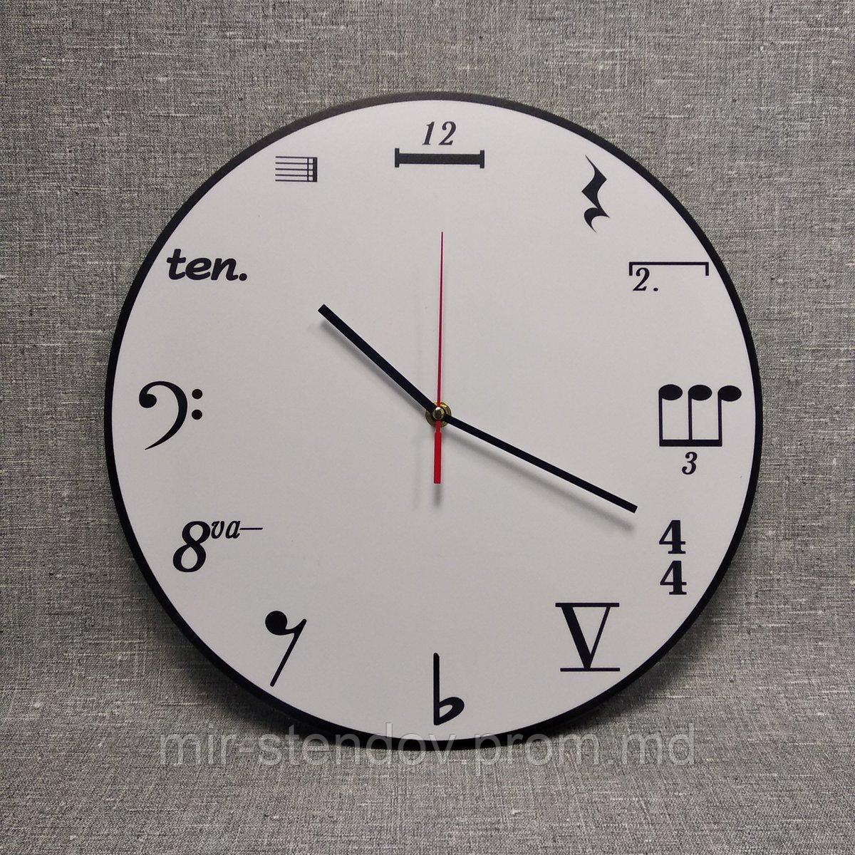 Часы настенные для кабинета музыки. Музыкальные цифры, фото 1