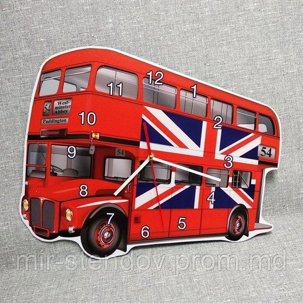 Часы настенные Автобус с флагом Англии - фото 1 - id-p5998379